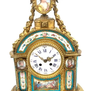 Stunning French Victorian Sevres ormolu 8 day mantel Clock, CA 1850